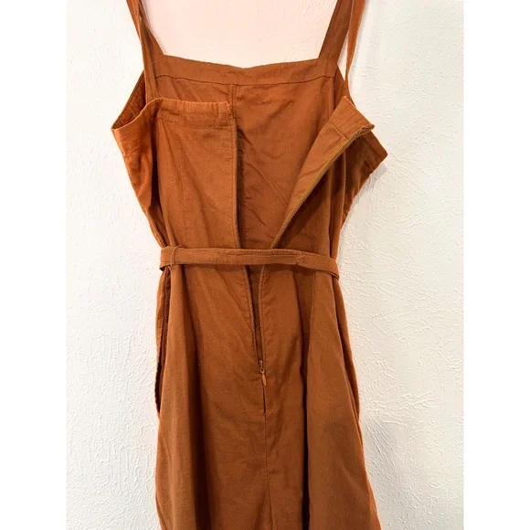 Abercrombie & Fitch Reddish Brown Adjustable Strap Belted Romper, w/ Pockets, M - Picture 2 of 14